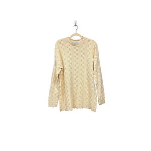 Mondala Open Work Cream Sweater Size Medium (M)